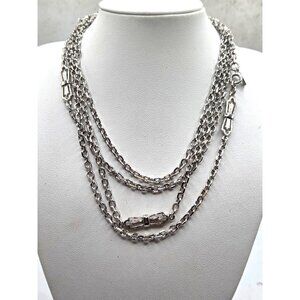 Monet Silver-Tone Multi-Strand Chain Necklace With Bow Accent